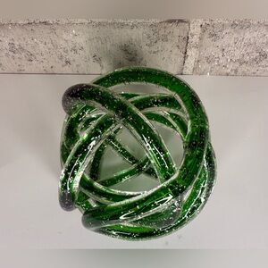 Green Art Glass Knot Sculpture Modern Infinity Orb Decorative Home Decor